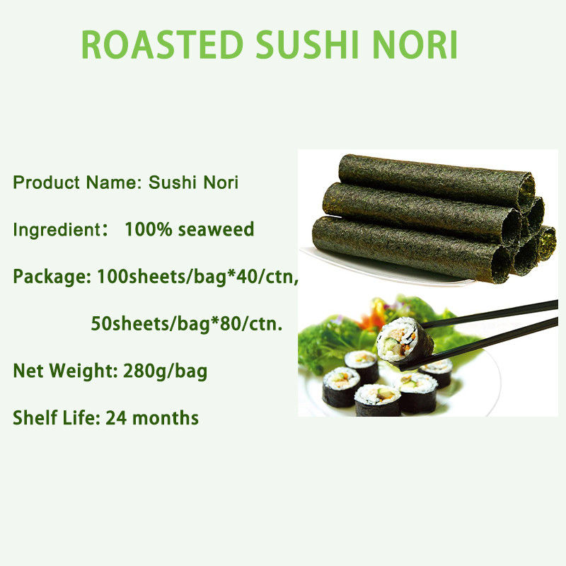 Cor escura 19*21cm Alga marinha Nori assada Nori 280g 100 folhas