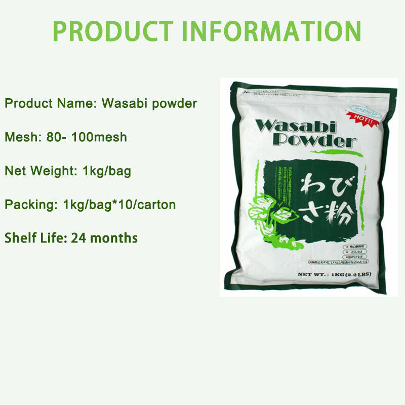 Fábrica OEM Wasabi seco em pó de tempero Wasabi picante em pó 1 kg por saco para restaurante de sushi