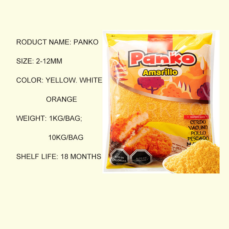 Diferentes cores de migalhas de pão Panko Crispy migalhas amarelo branco e laranja para comida frita